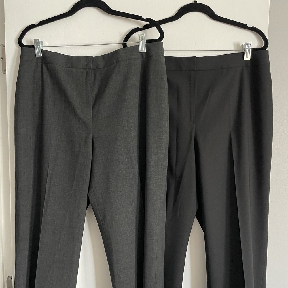 Lafayette‎ 148 Menswear Pants Lot Of 2 Women's 12 Black Grey Wool Trouser Career